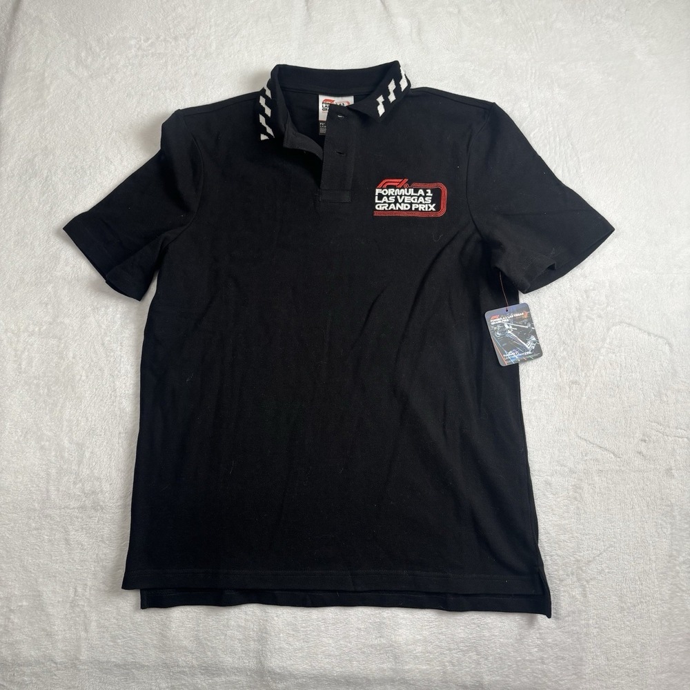Formula 1 Grand Prix Las Vegas Black Short Sleeve Collared Polo Shirt Men's Smal